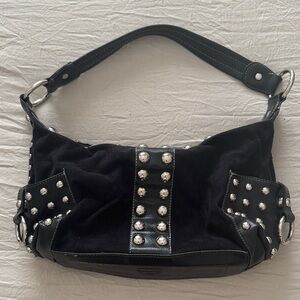 Kathy Van Zeeland Black Studded Shoulder Bag